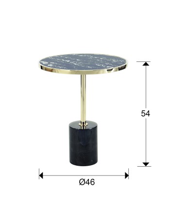 MESA AUX.·DEKALA·NEGRO/ORO Ø46